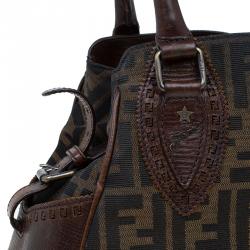 Pre Owned Fendi Brown Zucca Canvas Chef De Jour Bag