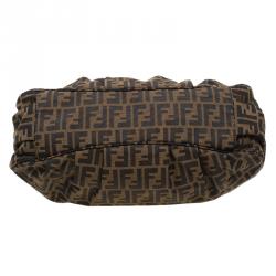 Pre Owned Fendi Tobacco/Black Zucca Canvas Large Mia Shoulder Bag