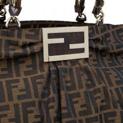 Pre Owned Fendi Tobacco/Black Zucca Canvas Large Mia Shoulder Bag