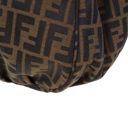 Pre Owned Fendi Tobacco/Black Zucca Canvas Large Mia Shoulder Bag