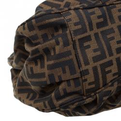 Pre Owned Fendi Tobacco/Black Zucca Canvas Large Mia Shoulder Bag