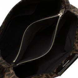 Pre Owned Fendi Tobacco/Black Zucca Canvas Large Mia Shoulder Bag