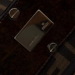 Pre Owned Fendi Tobacco/Black Zucca Canvas Large Mia Shoulder Bag