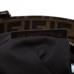 Pre Owned Fendi Tobacco/Black Zucca Canvas Large Mia Shoulder Bag