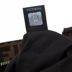 Pre Owned Fendi Tobacco/Black Zucca Canvas Large Mia Shoulder Bag