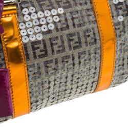 Pre Owned Fendi Multicolor Zucchino Canvas Mini Sequins Forever Bauletto Boston Bag