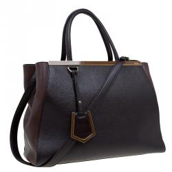 Pre Owned Fendi Bi Color Saffiano Leather 2Jours Tote
