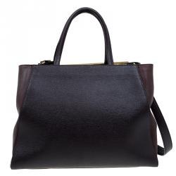 Pre Owned Fendi Bi Color Saffiano Leather 2Jours Tote