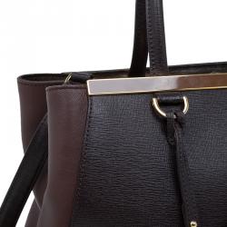 Pre Owned Fendi Bi Color Saffiano Leather 2Jours Tote
