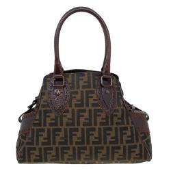 Pre Owned Fendi Tobacco Zucca Canvas/Leather Small Du Jour Tote