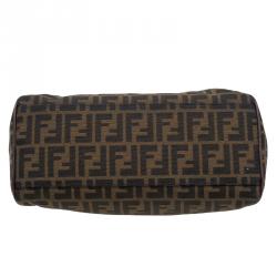 Pre Owned Fendi Tobacco Zucca Canvas/Leather Small Du Jour Tote