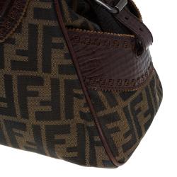 Pre Owned Fendi Tobacco Zucca Canvas/Leather Small Du Jour Tote
