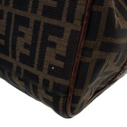 Pre Owned Fendi Tobacco Zucca Canvas/Leather Small Du Jour Tote