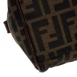 Pre Owned Fendi Tobacco Zucca Canvas/Leather Small Du Jour Tote