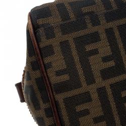 Pre Owned Fendi Tobacco Zucca Canvas/Leather Small Du Jour Tote