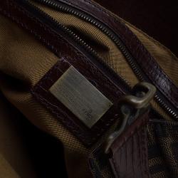 Pre Owned Fendi Tobacco Zucca Canvas/Leather Small Du Jour Tote