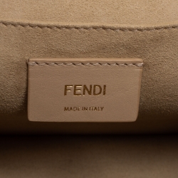 Pre Owned Fendi Black Leather Kan I Logo Embossed Top Handle Shoulder Bag