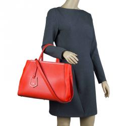 Pre Owned Fendi Orange Saffiano Leather 2Jours Tote