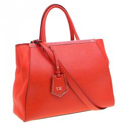 Pre Owned Fendi Orange Saffiano Leather 2Jours Tote