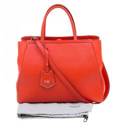 Pre Owned Fendi Orange Saffiano Leather 2Jours Tote