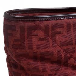 Pre Owned Fendi Red Zucca Quilted Canvas Roll Tote 