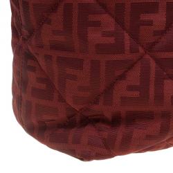 Pre Owned Fendi Red Zucca Quilted Canvas Roll Tote 