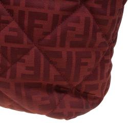 Pre Owned Fendi Red Zucca Quilted Canvas Roll Tote 