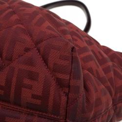 Pre Owned Fendi Red Zucca Quilted Canvas Roll Tote 