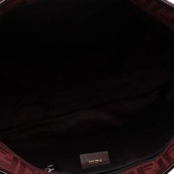 Pre Owned Fendi Red Zucca Quilted Canvas Roll Tote 