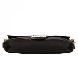 Pre Owned Fendi Black Satin Baguette Shoulder Bag