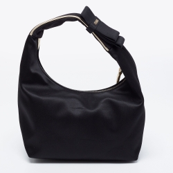 Pre Owned Fendi Black Satin Mini Hobo