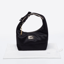 Pre Owned Fendi Black Satin Mini Hobo