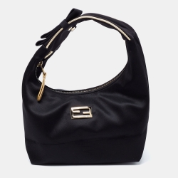 Pre Owned Fendi Black Satin Mini Hobo
