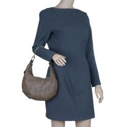 Pre Owned حقيبة فندي جلد بني إصدار محدود شيف شين لينك هوبو