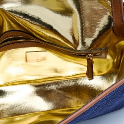 Fendi Navy Blue Canvas and Leather Baguette Bag