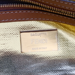 Fendi Navy Blue Canvas and Leather Baguette Bag