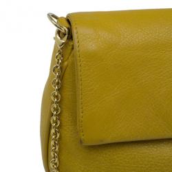 Pre Owned Fendi Yellow Leather Fendista Pochette Crossbody