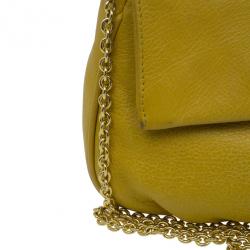 Pre Owned Fendi Yellow Leather Fendista Pochette Crossbody