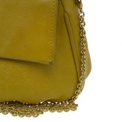 Pre Owned Fendi Yellow Leather Fendista Pochette Crossbody
