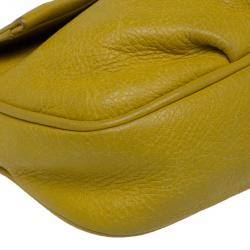 Pre Owned Fendi Yellow Leather Fendista Pochette Crossbody