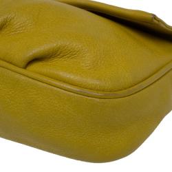 Pre Owned Fendi Yellow Leather Fendista Pochette Crossbody