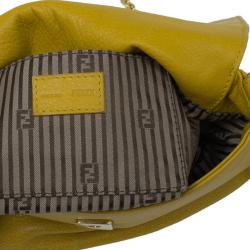 Pre Owned Fendi Yellow Leather Fendista Pochette Crossbody