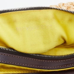 Fendi Beige/Dark Brown Raffia And Leather Baguette Bag