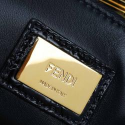 Pre Owned Fendi Black Crocodile Medium Peekaboo Top Handle Bag