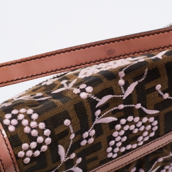 Pre Owned Fendi Brown Zucca Borsa Embroidered Canvas And Patent Leather Chef Bag