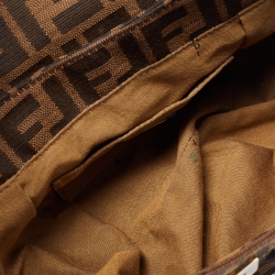 Pre Owned Fendi Brown Zucca Borsa Embroidered Canvas And Patent Leather Chef Bag