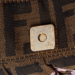 Pre Owned Fendi Brown Zucca Borsa Embroidered Canvas And Patent Leather Chef Bag