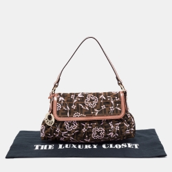 Pre Owned Fendi Brown Zucca Borsa Embroidered Canvas And Patent Leather Chef Bag