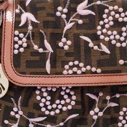 Pre Owned Fendi Brown Zucca Borsa Embroidered Canvas And Patent Leather Chef Bag