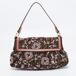 Pre Owned Fendi Brown Zucca Borsa Embroidered Canvas And Patent Leather Chef Bag